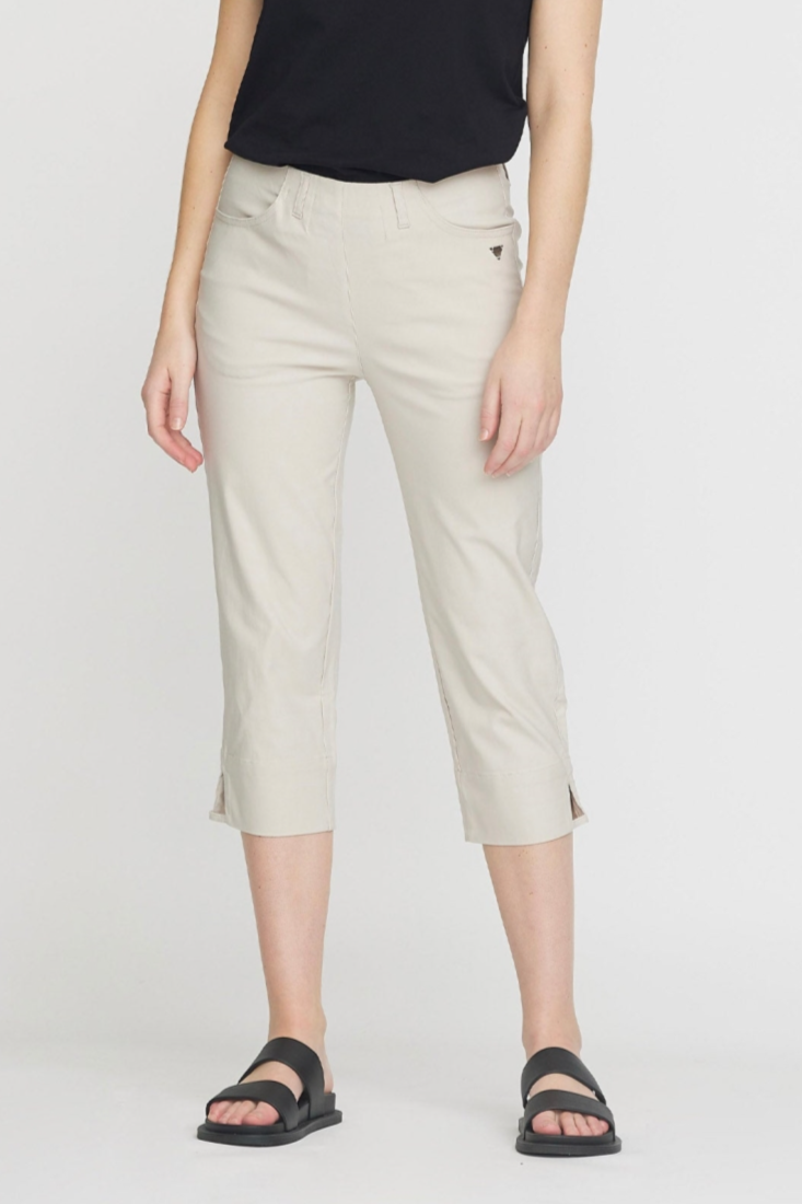 Image of LAURIE dames vegan Broek Anabelle Regular Capri Middellang Grijs Zand