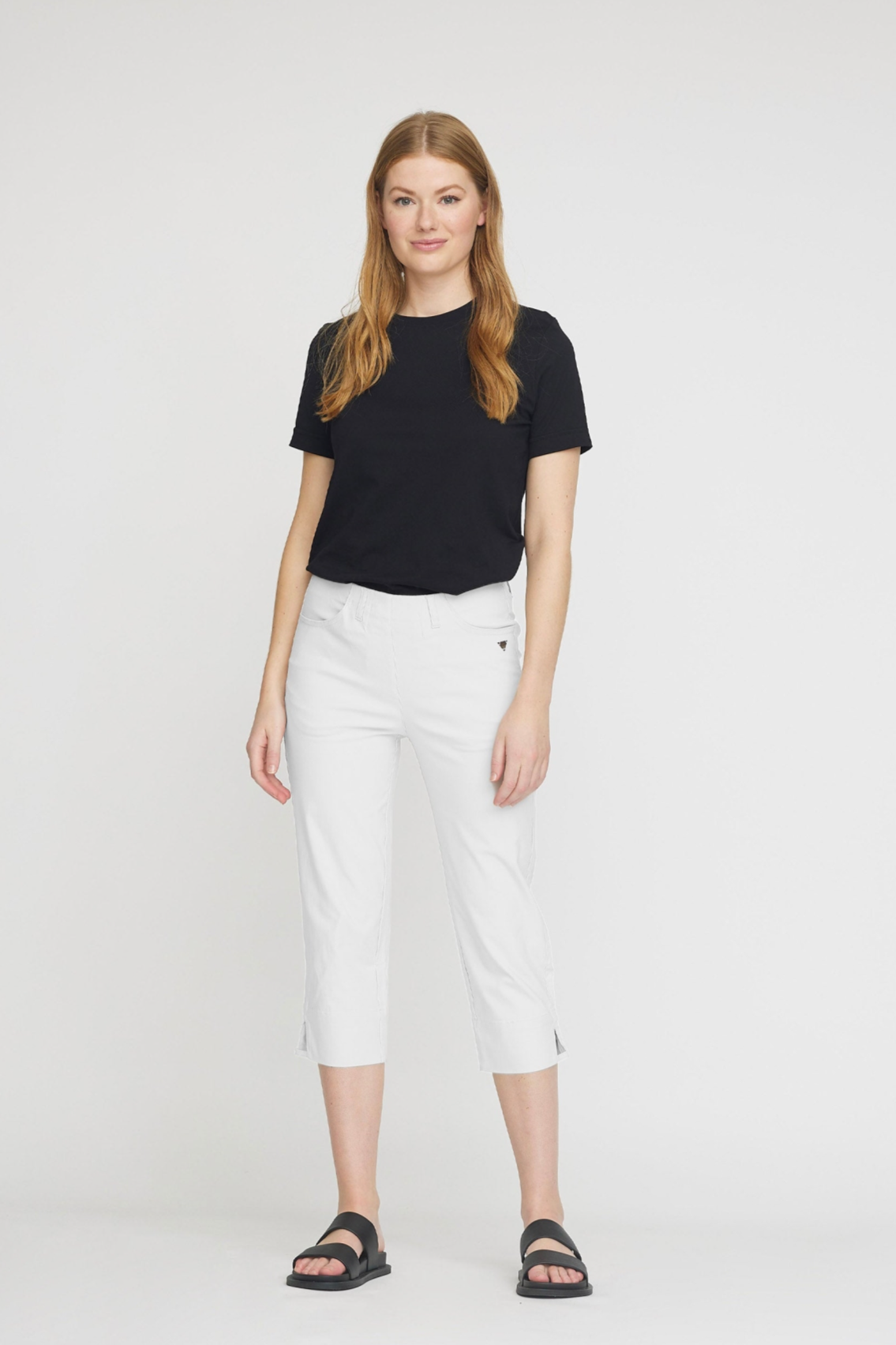 LAURIE Damen vegan Hose Anabelle Regular Capri Medium Length WeiÃŸ