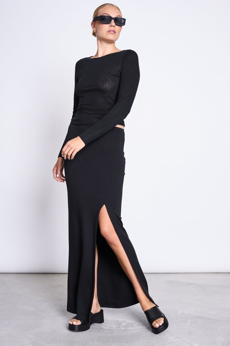Image of JAN 'N JUNE dames vegan Maxi Rok Lusta Zwart