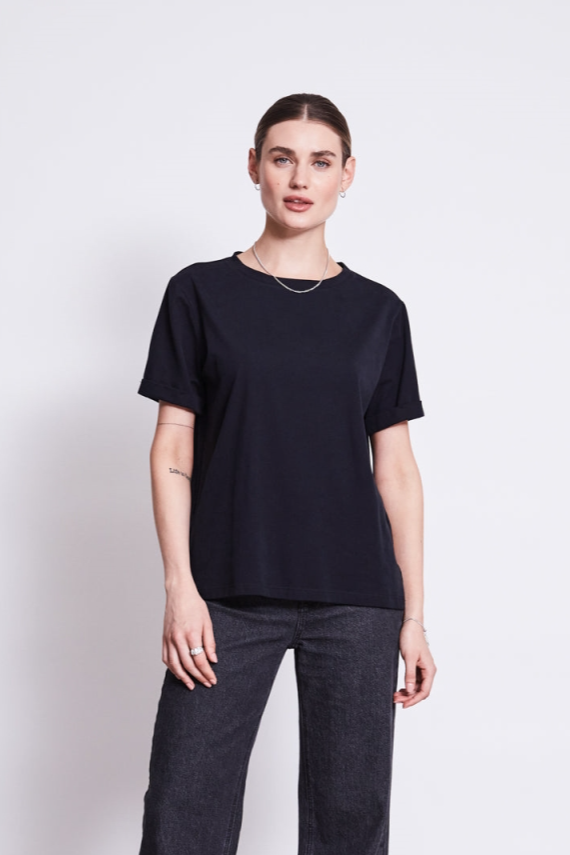 78856 - JAN N JUNE Damen vegan T-Shirt Junge Schwarz