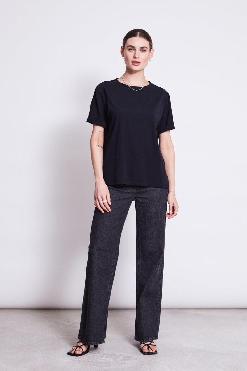 78856 - JAN N JUNE Damen vegan T-Shirt Junge Schwarz