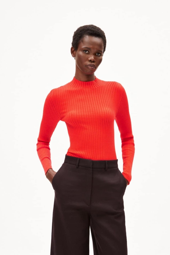 ARMEDANGELS Damen vegan Rollkragenpullover Alania Rot