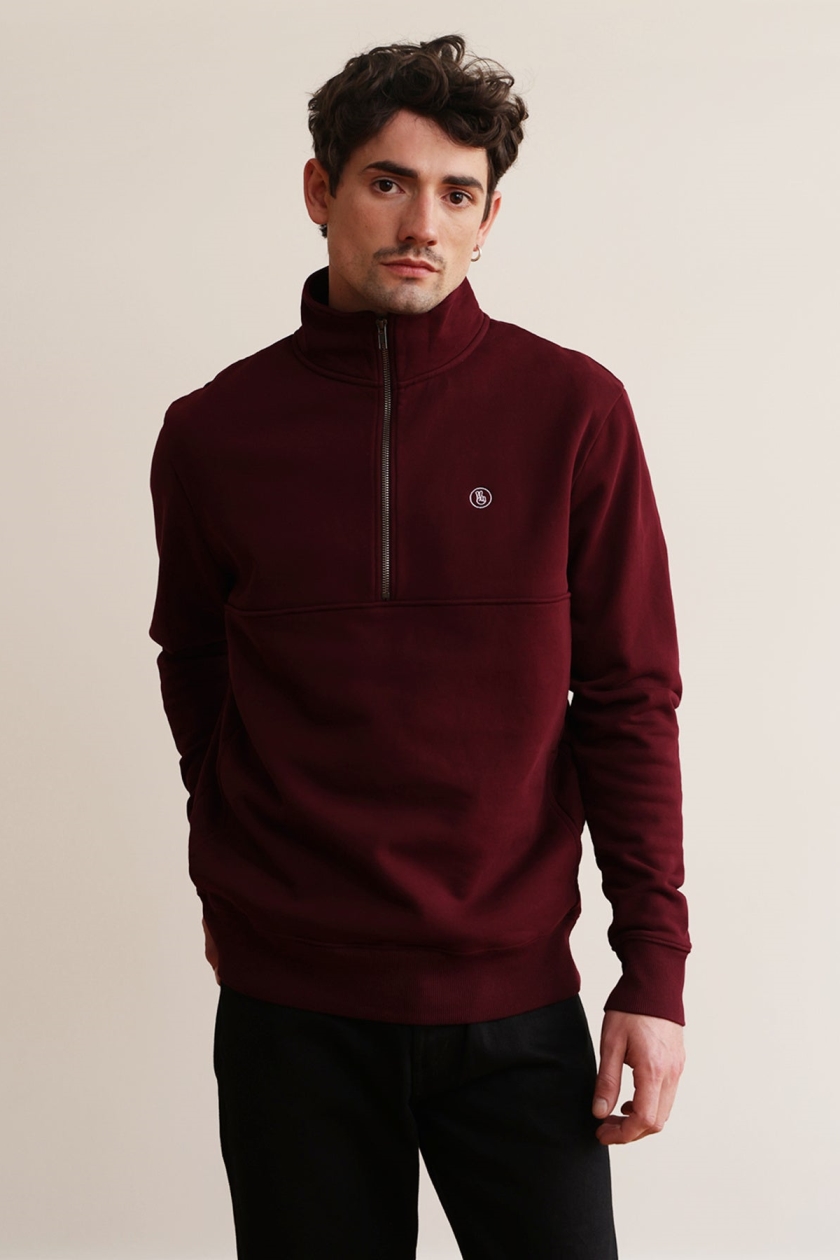 HAFENDIEB Herren vegan Pullover Peace Troyer Dunkelburgund