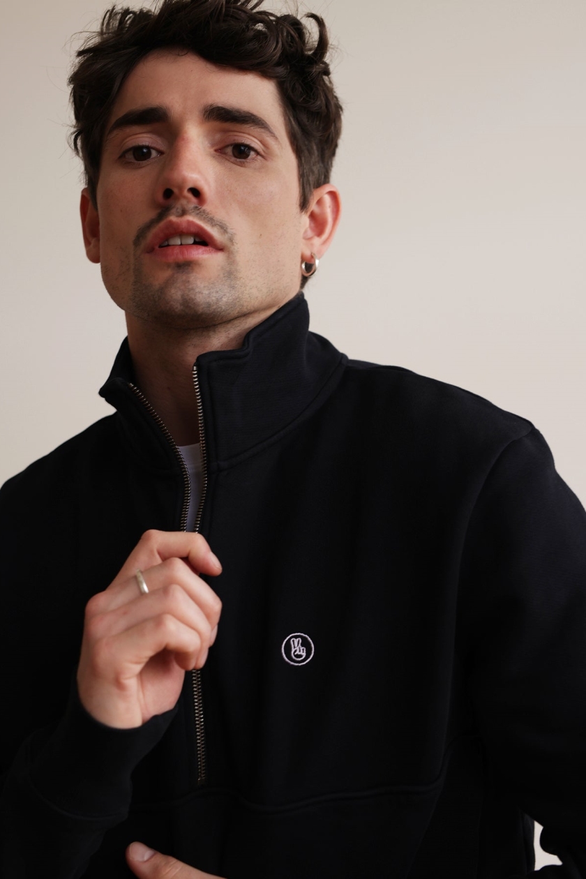 HAFENDIEB Herren vegan Pullover Peace Troyer Schwarz