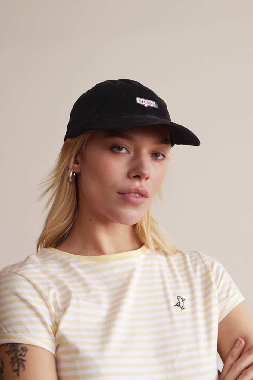 Hafendieb womens vegan Dad Cap Moin Black Corduroy