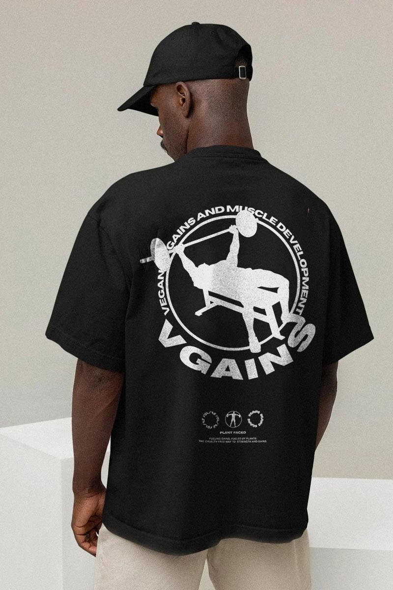 Plant Faced Clothing men vegan T-Shirt Vgains Emblem Pump Black