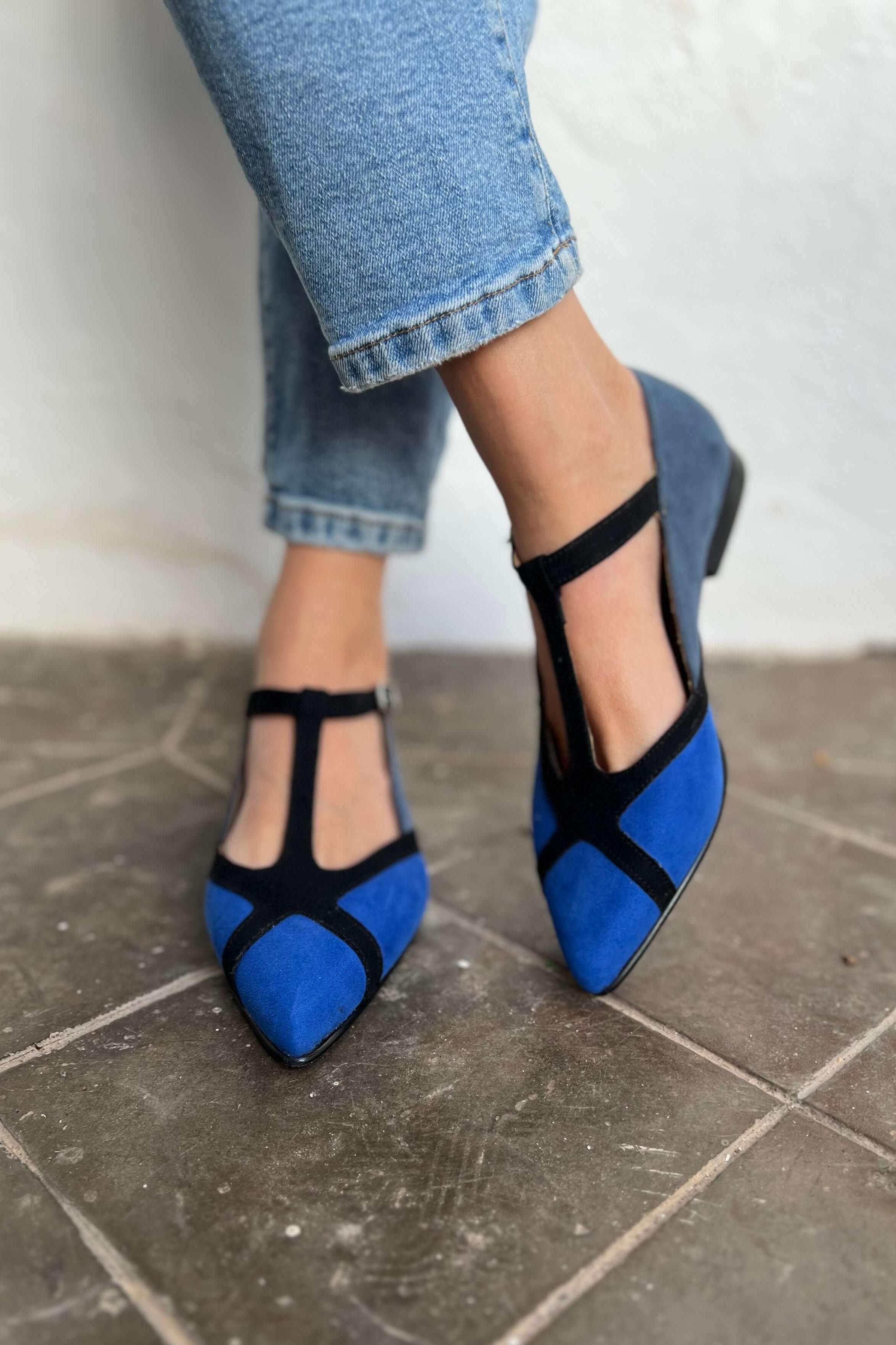 Momoc Damen vegan Ballerinas Blaue Elster