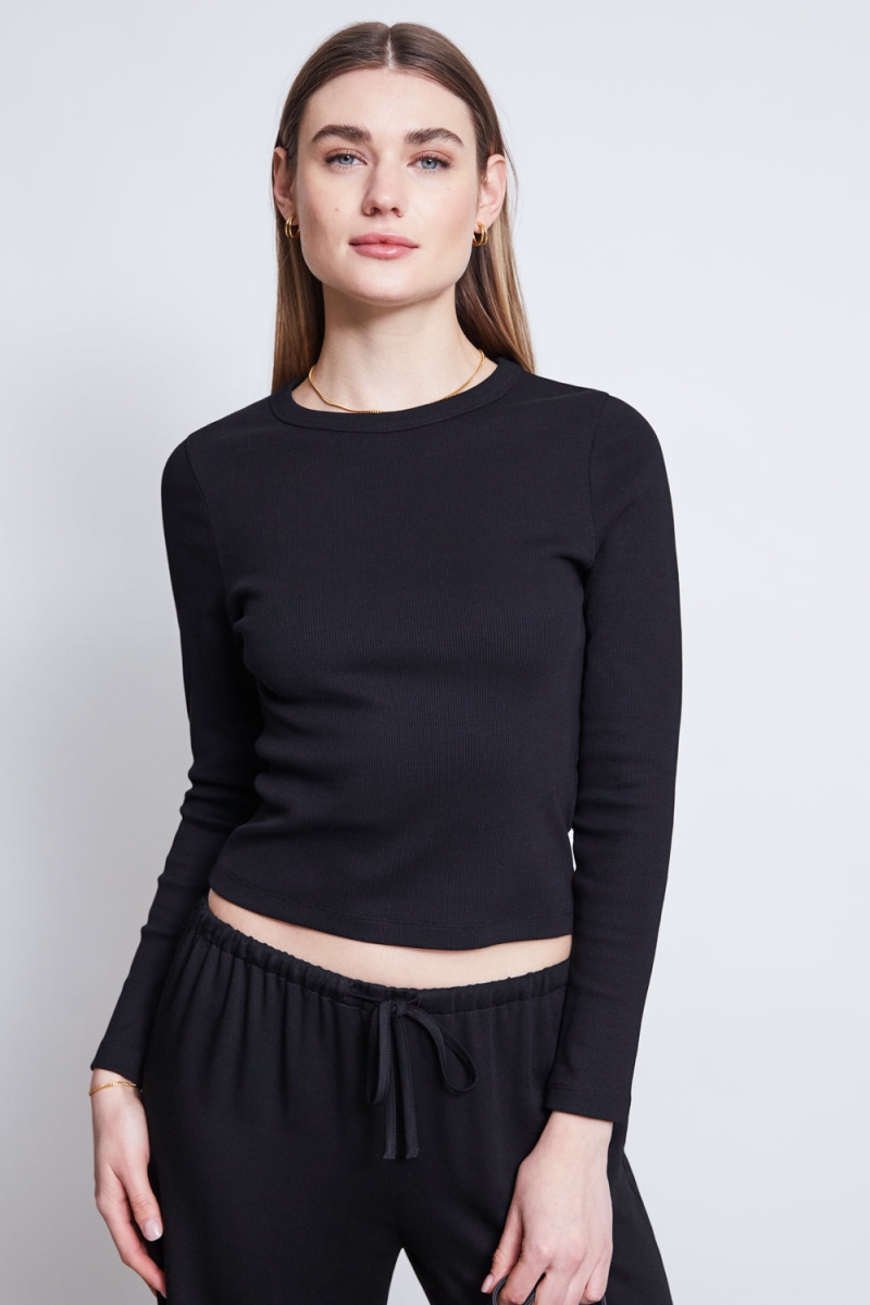 JAN N JUNE JAN 'N JUNE Damen vegan T-Shirt Rib Longsleeve Muri Schwarz