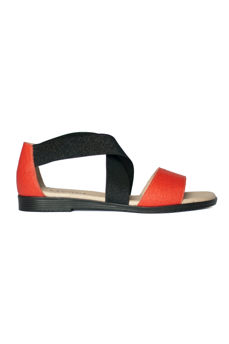 FAIRMA ETHICAL DESIGN Damen vegan Sandalen Flora Pinatex Bioeco Paprika Schwarz & Rot