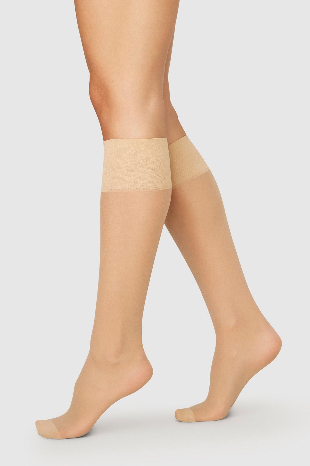 Swedish Stockings womens vegan Knee-Highs Elin Dark Beige 2-Pack