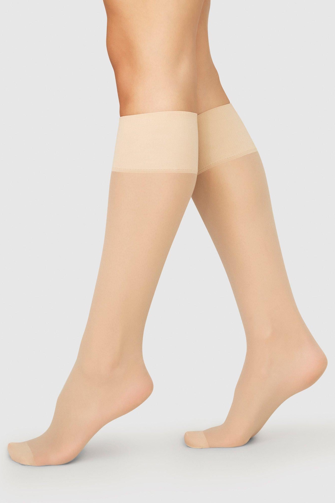 Swedish Stockings womens vegan Knee-Highs Elin Beige 2-Pack