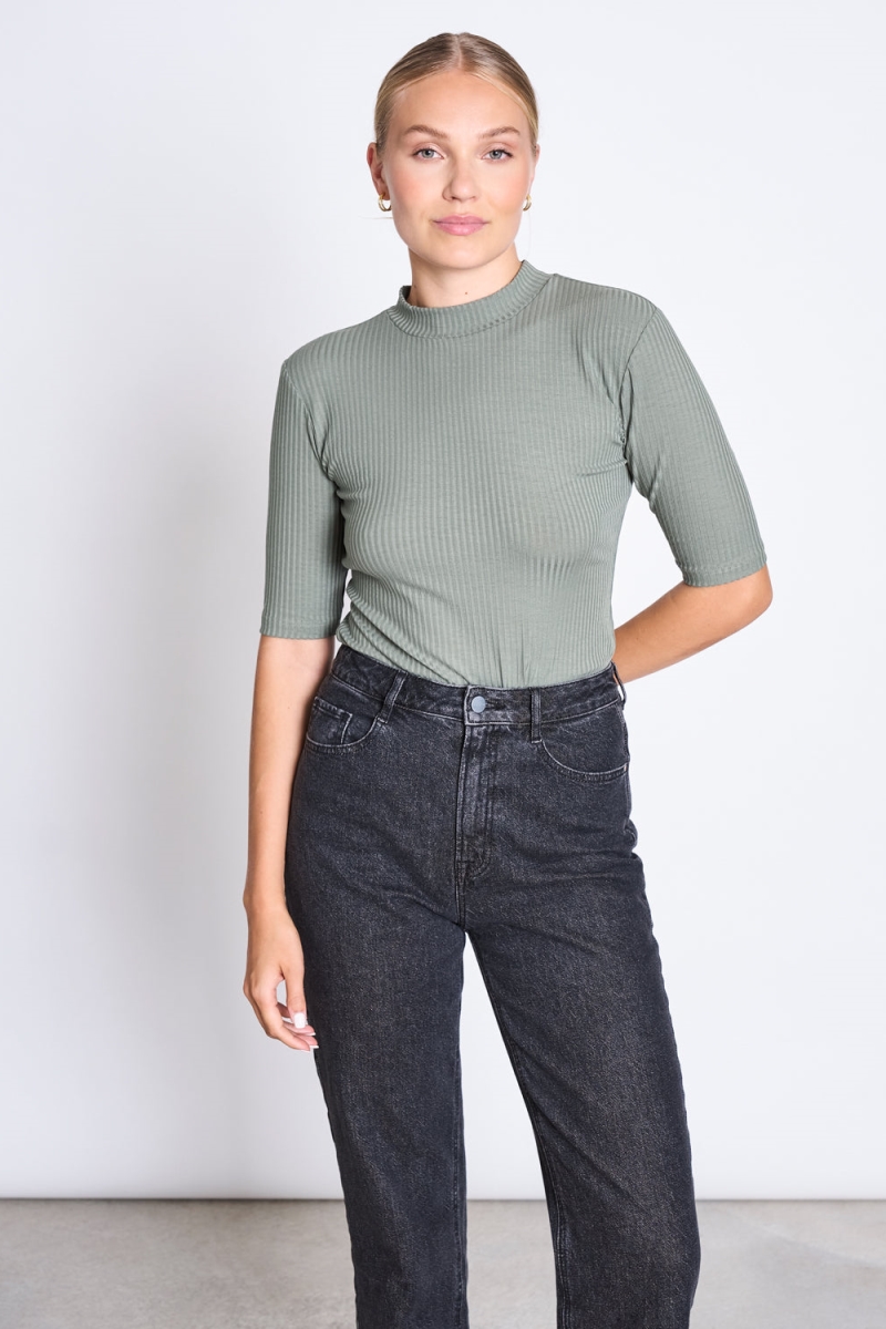JAN N JUNE JAN 'N JUNE Damen vegan Rippe T-Shirt Nina Sea Spray
