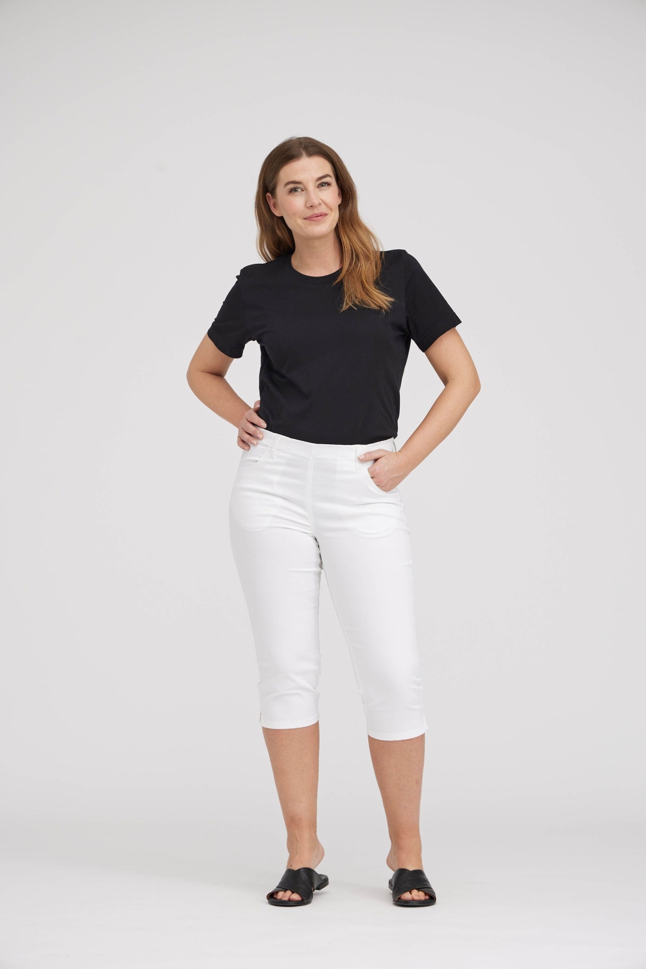 LAURIE Damen vegan Hose Kelly Regular Capri Sl Weiß