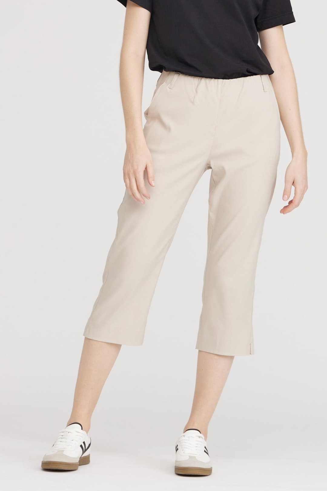 80576 - Damen vegan Hose Taylor Regular Capri Mittellang Grau Sand
