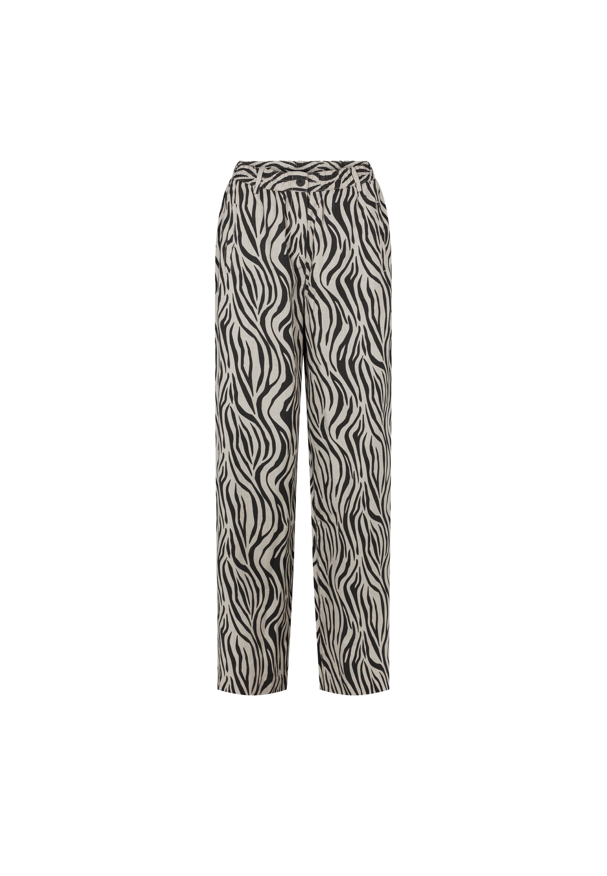 LAURIE Damen vegan Hose Hilde Loose Mittellang Grau Sand Print