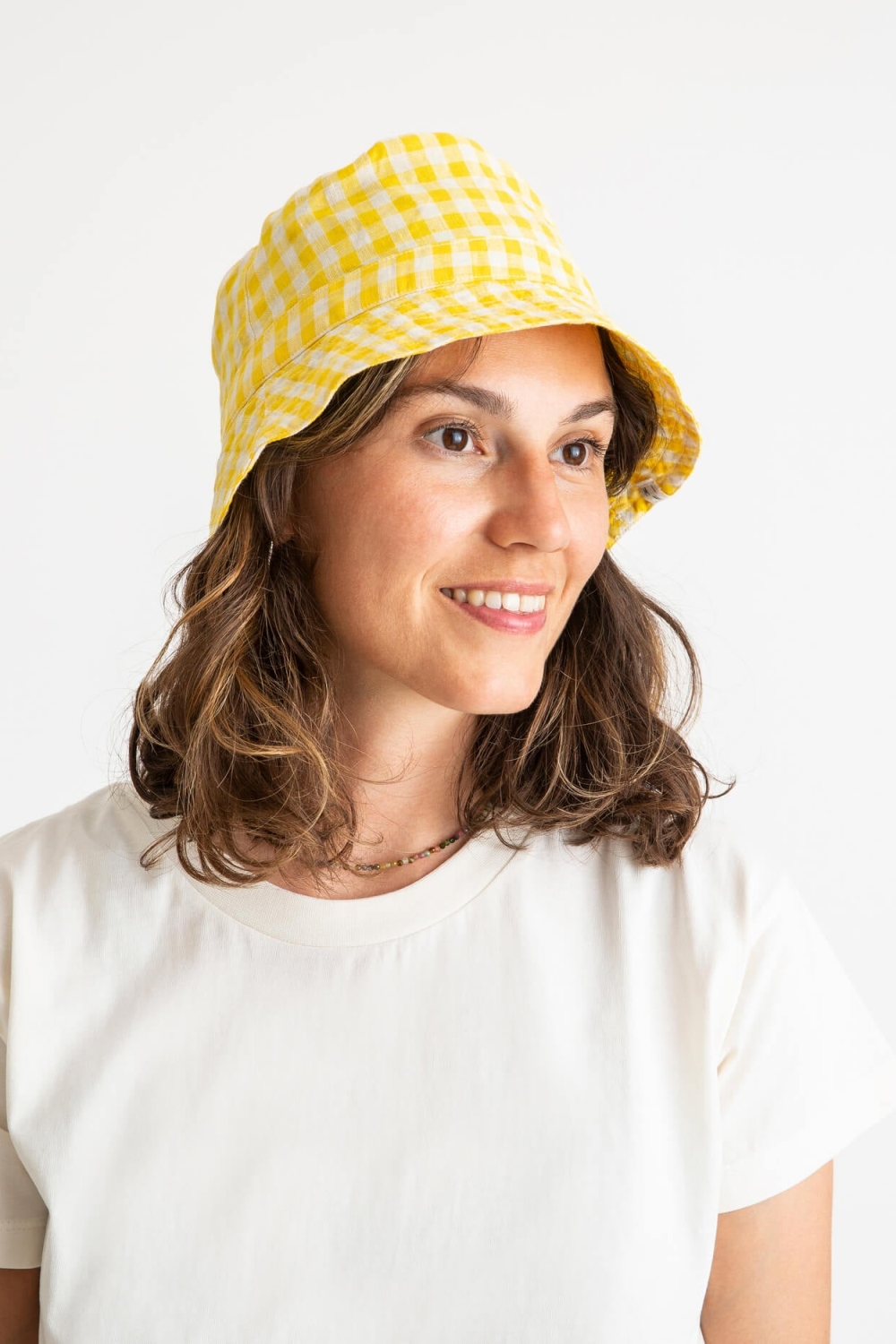 MATONA womens vegan Sun Hat Yellow Gingham