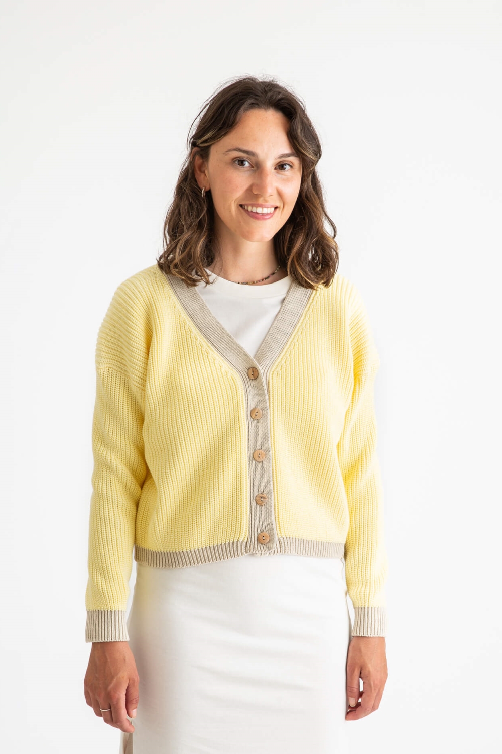 Image of MATONA dames vegan Vest Colour Block Narcis Geel