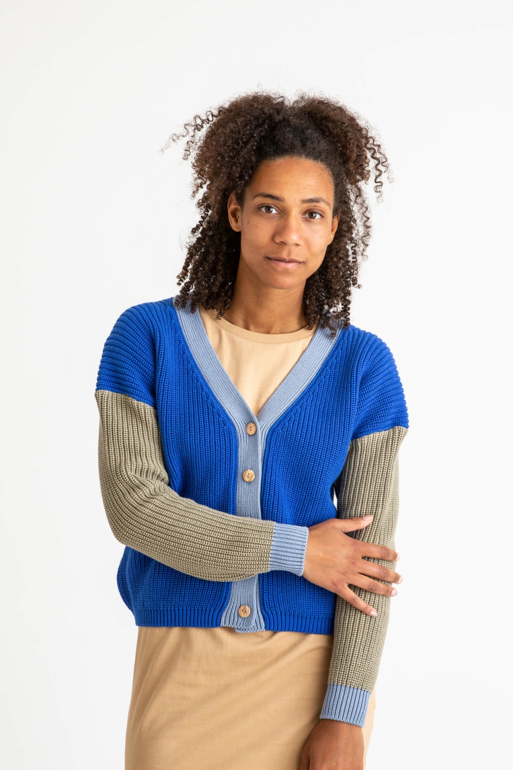 Image of MATONA dames vegan Vest Color Block Kobaltblauw