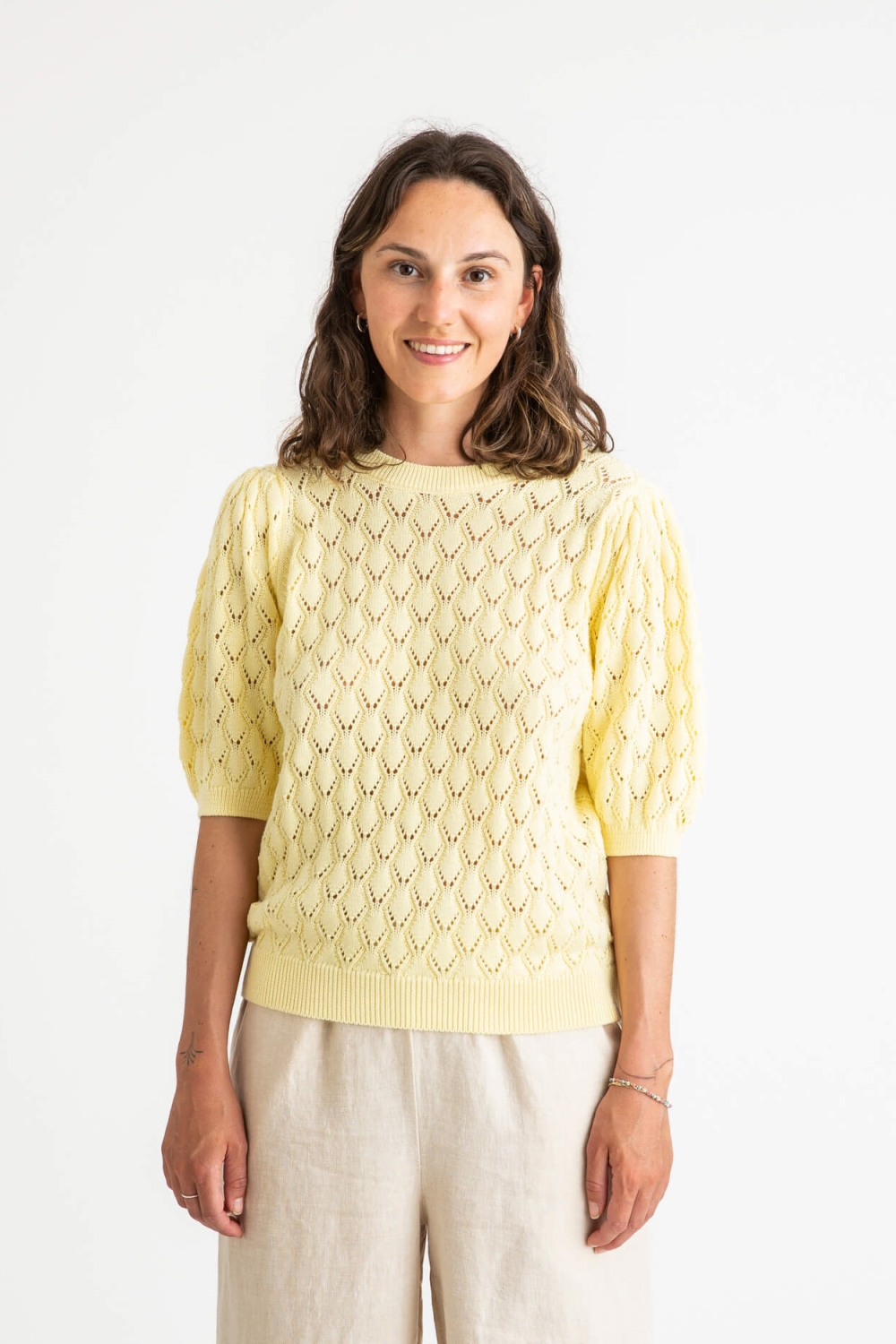 MATONA Damen vegan Pullover Gestrickt Narzissengelb