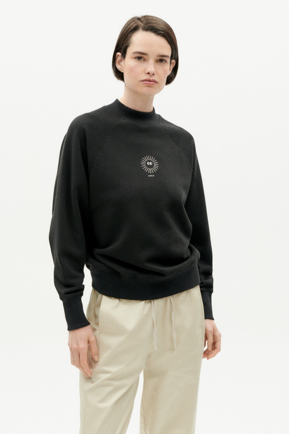 Thinking mu Damen vegan Sweatshirt Fantine Soleil Schwarz
