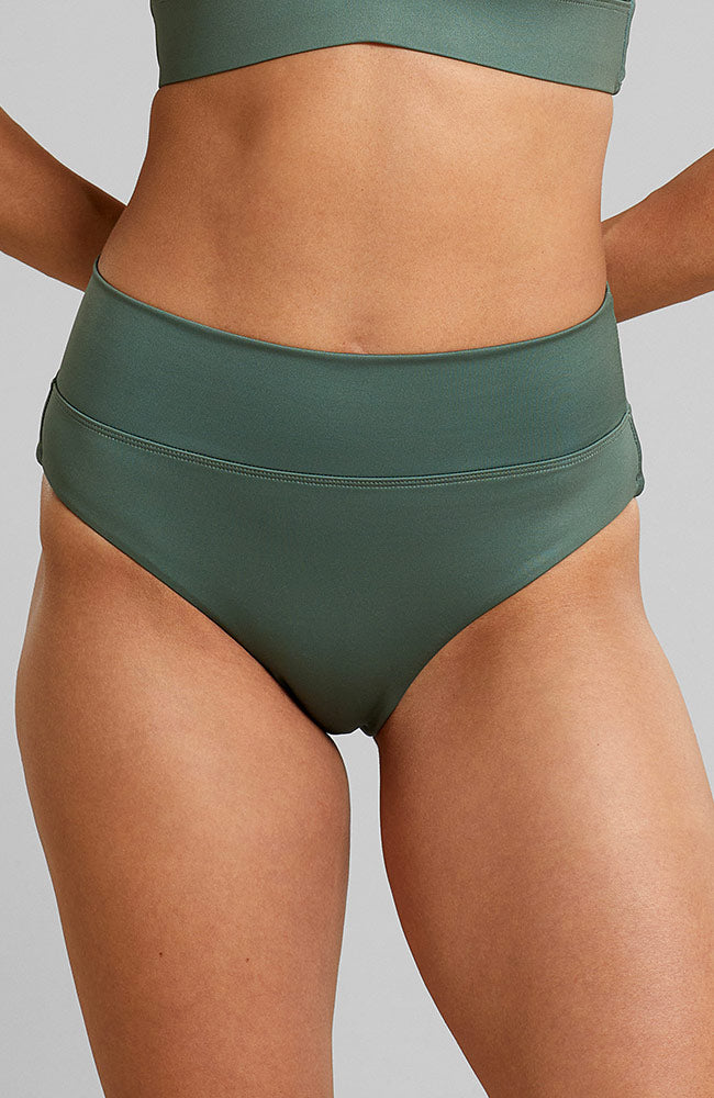 DEDICATED womens vegan Bikini Bottom High Waist Slite Leaf Green