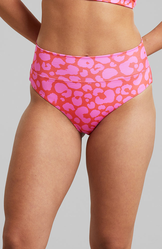 DEDICATED womens vegan Bikini Bottom Slite Leopard Red