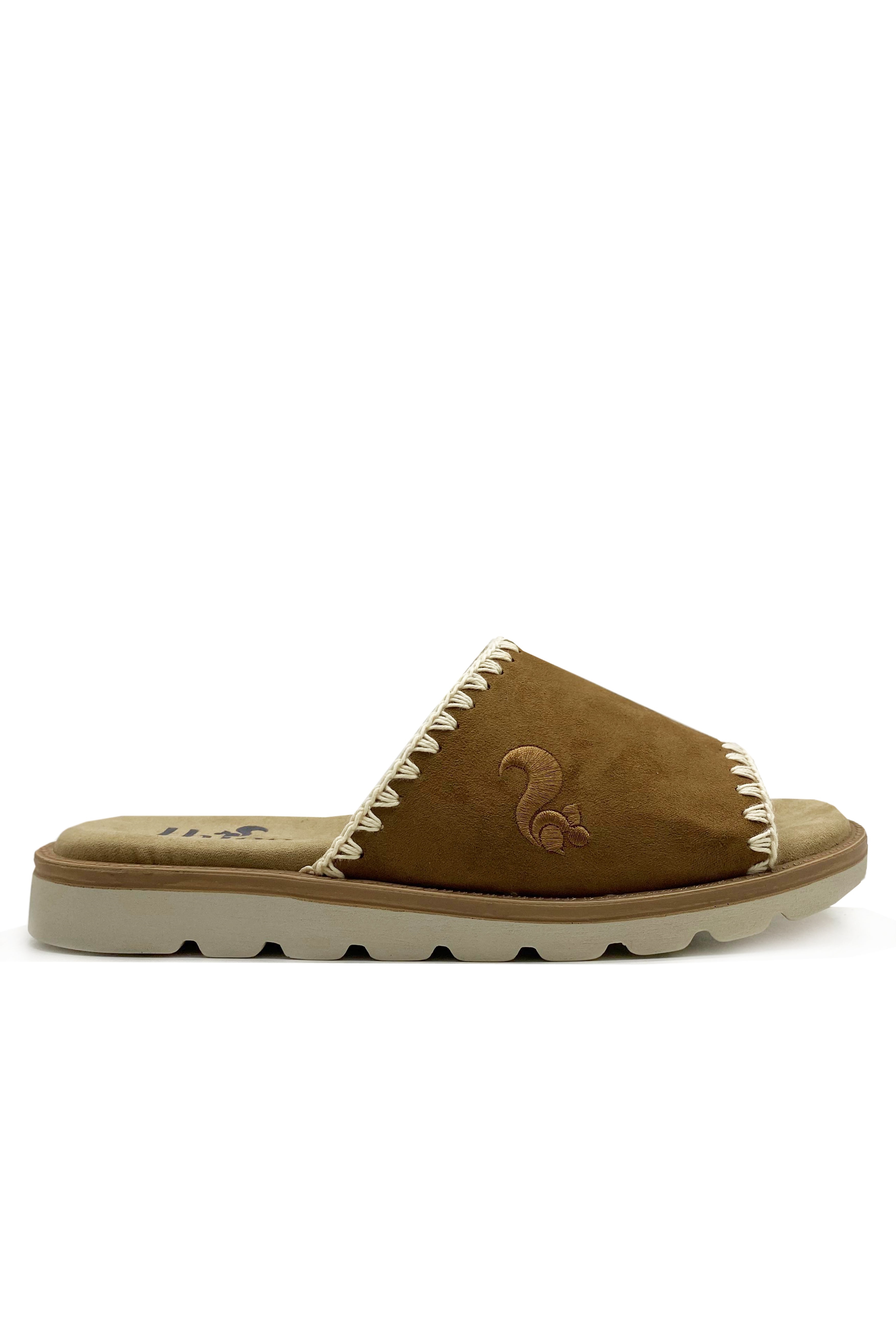 Thies Damen vegan Slide Rec Soft Woven Tobacco Braun