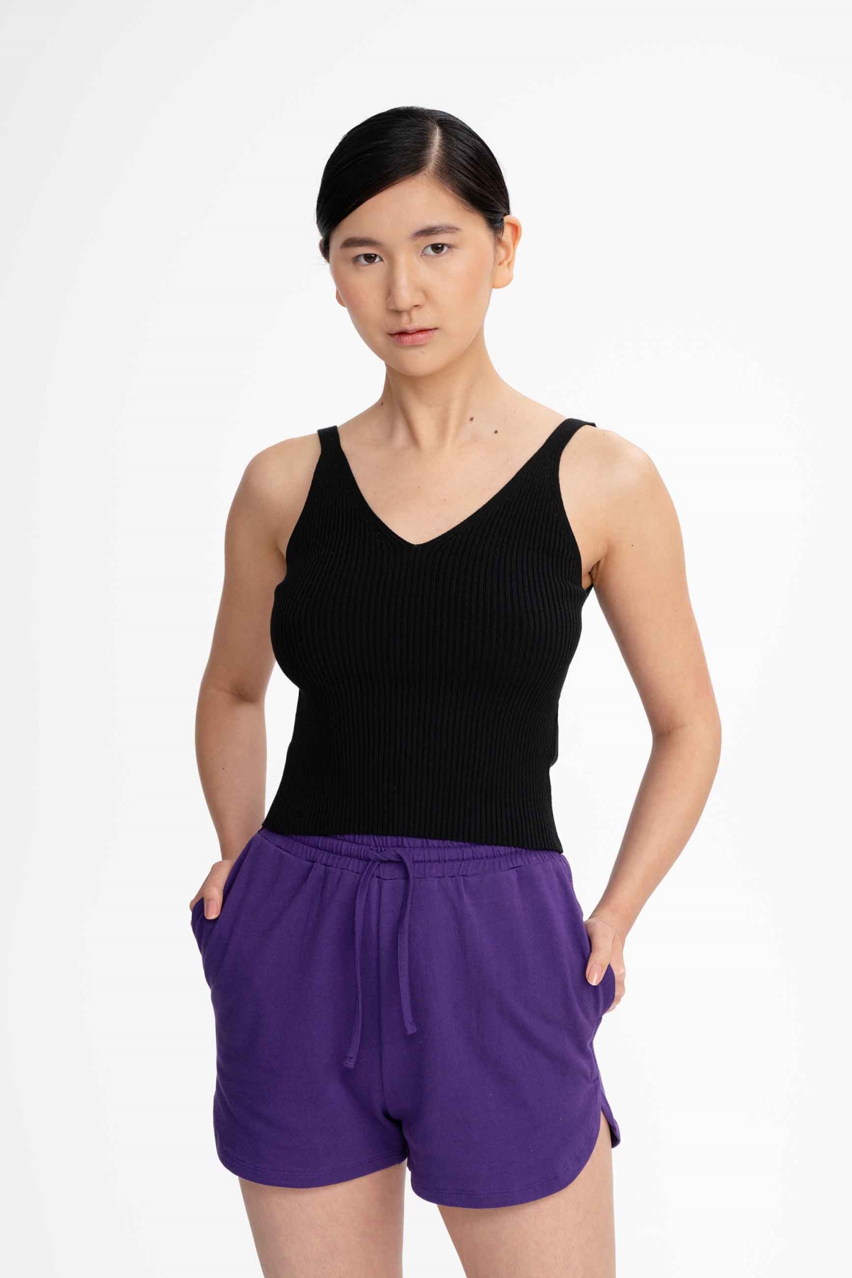 MELA womens vegan Knit Top Rhada Black