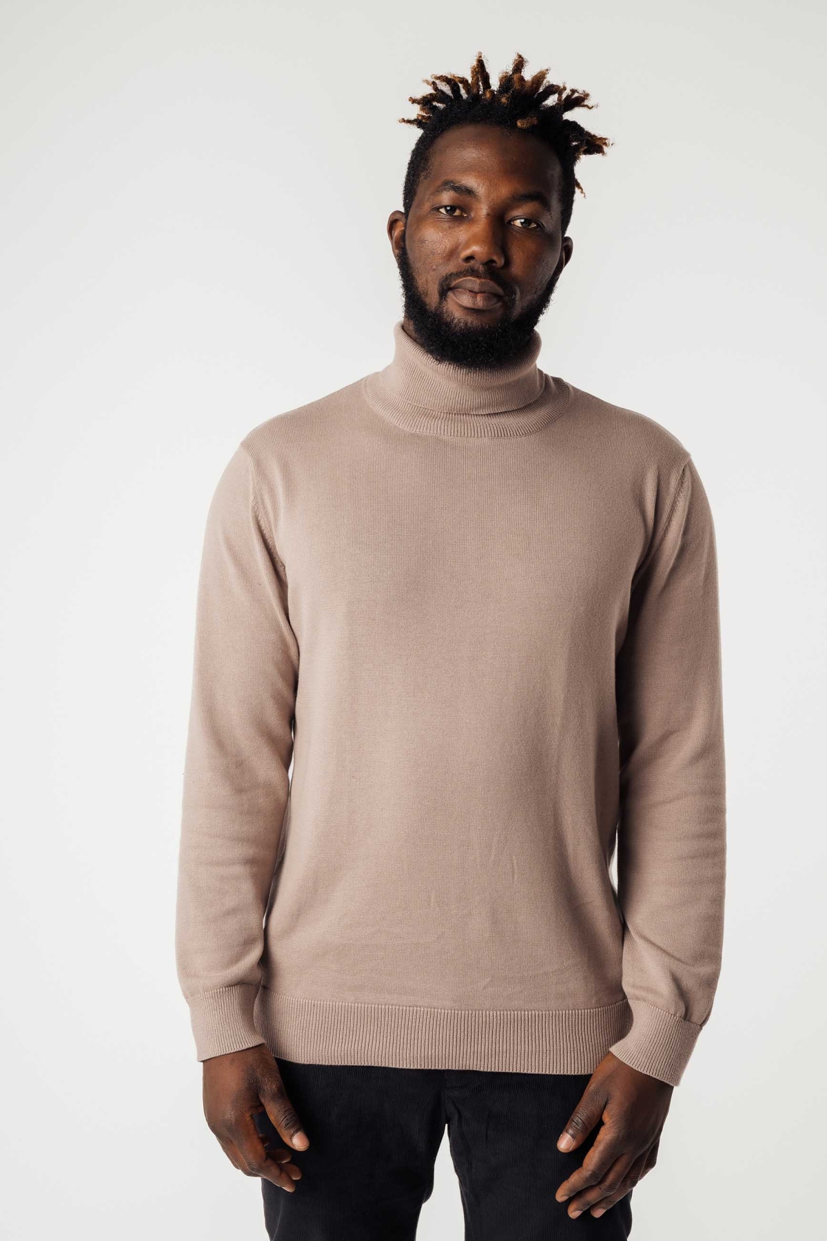 MELA Herren vegan Rollkragenpullover Kanja Mushroom Beige