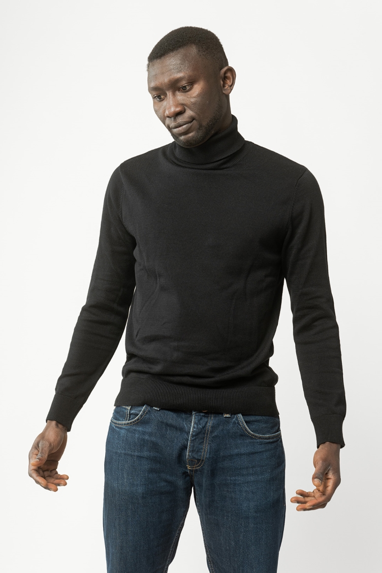 MELA Herren vegan Rollkragenpullover Kanja Schwarz