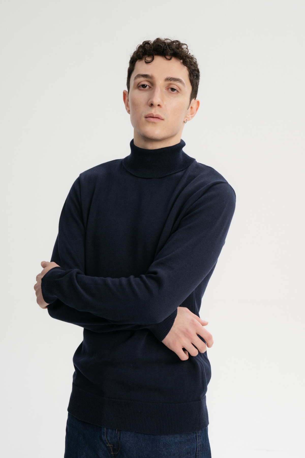 MELA Herren vegan Rollkragenpullover Kanja Navy