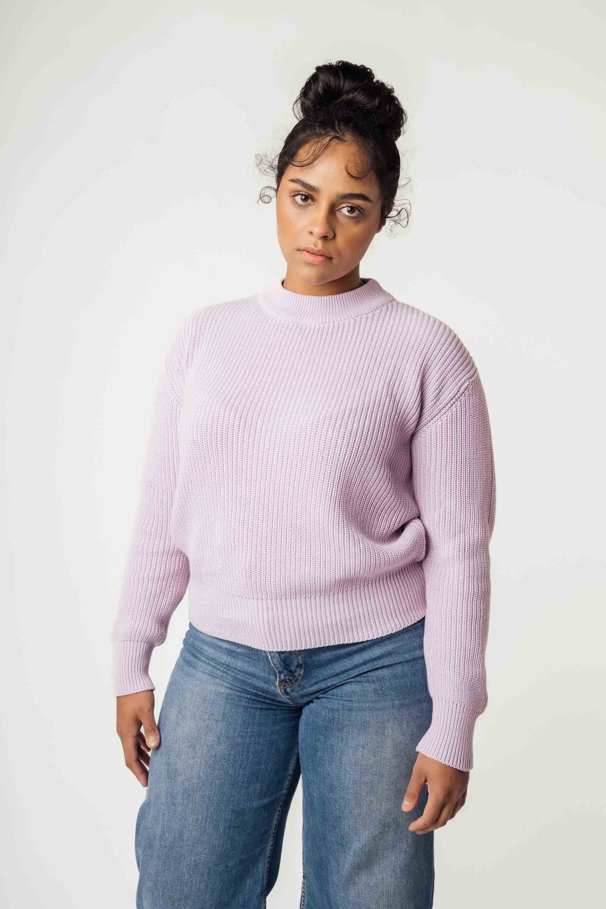 MELA Damen vegan Rippenstrickpullover Manika Flieder