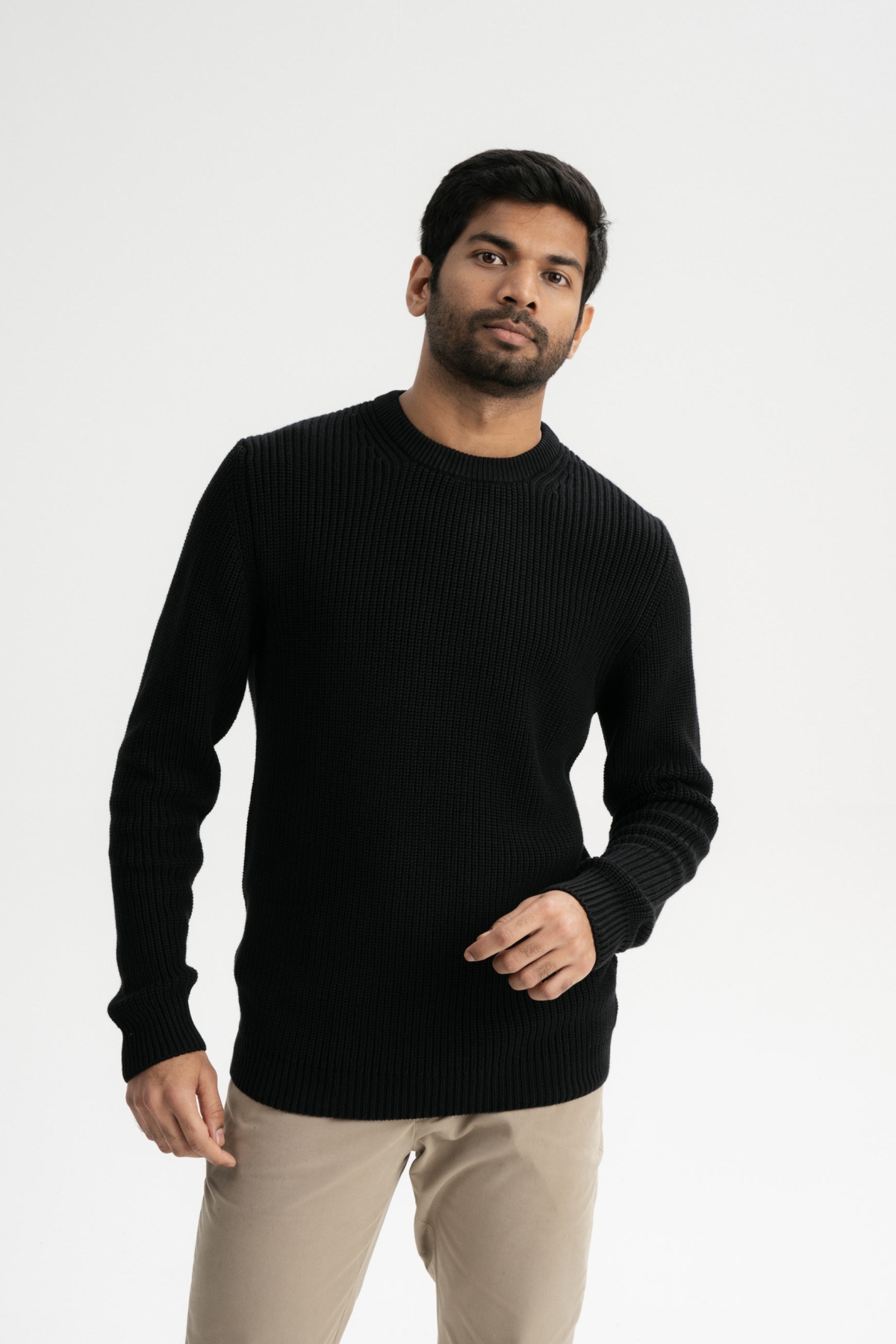 MELA Herren vegan Strickpullover Ravi Schwarz