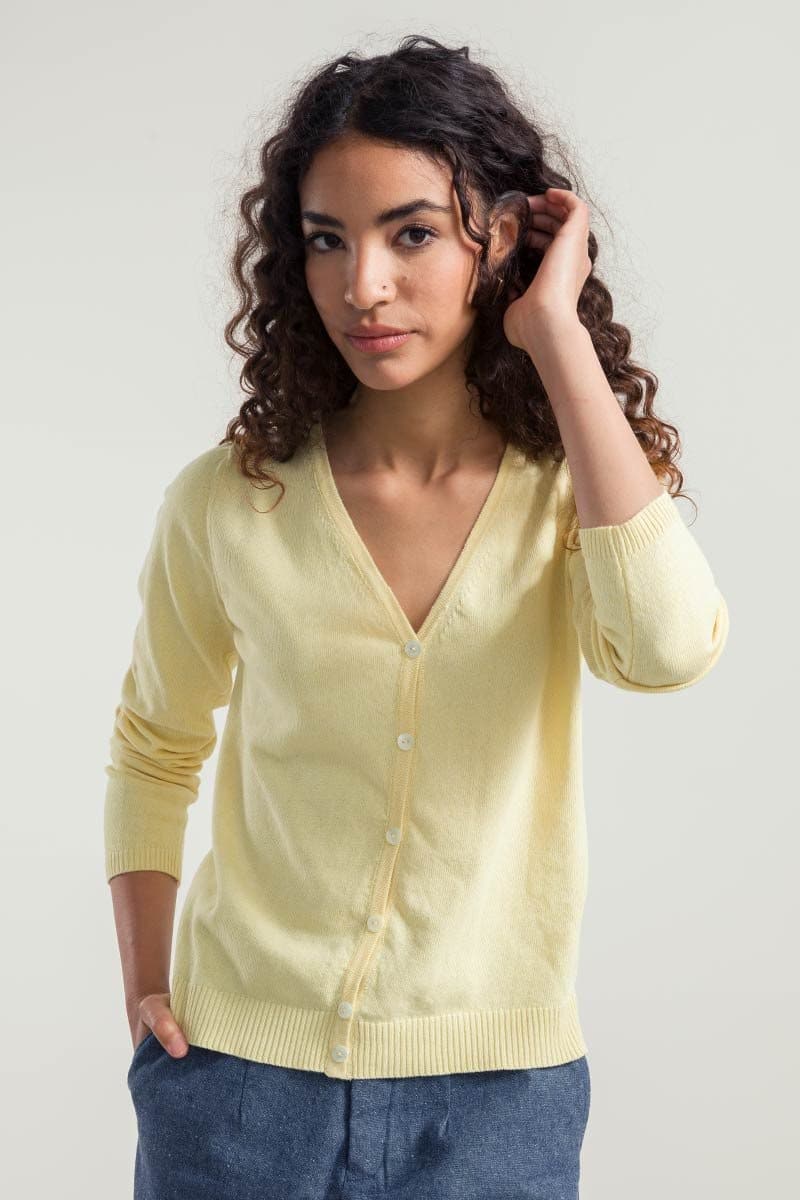Rifo-Lab Damen vegan Strickjacke Lucia Gelb