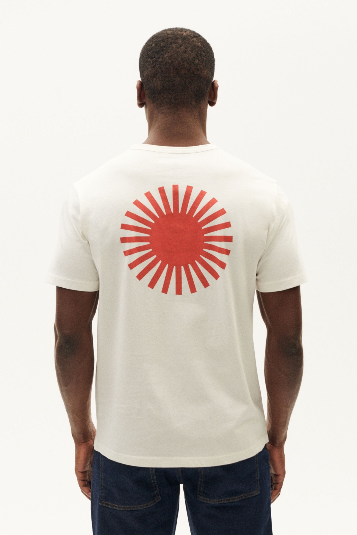 Thinking mu Herren vegan T-Shirt Sonne Rot RÃ¼cken WeiÃŸ