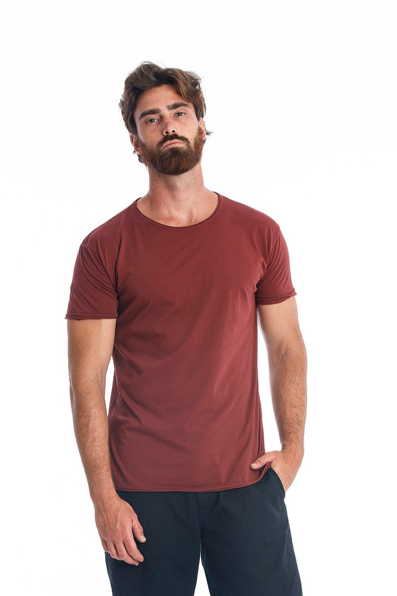 RAVENS VIEW IBIZA Herren vegan T-Shirt Rundhalsausschnitt Dunkel Granat