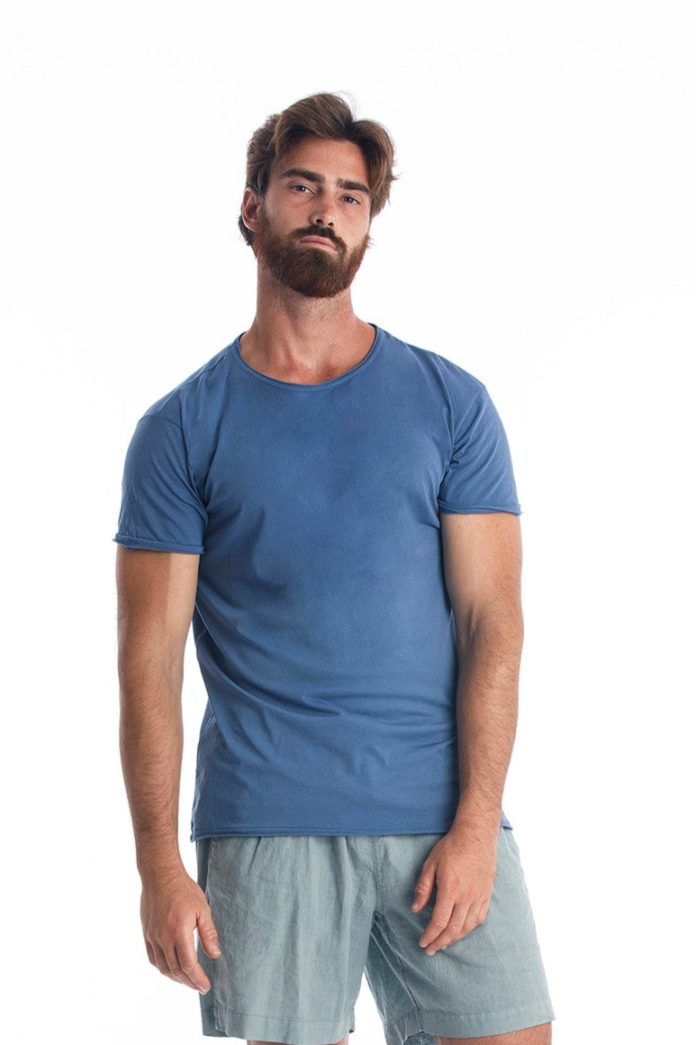 RAVENS VIEW IBIZA Herren vegan T-Shirt Rundhalsausschnitt Indigoblau