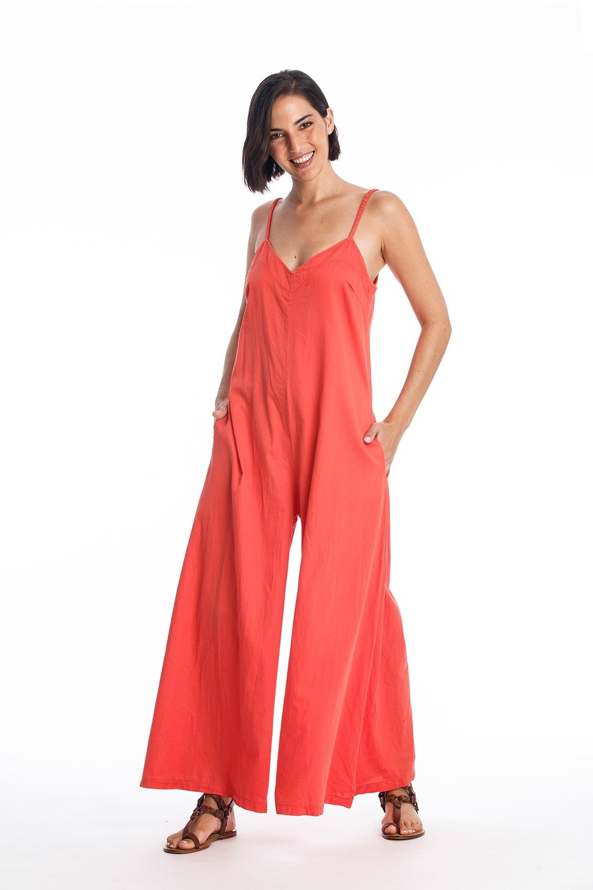 RAVENS VIEW IBIZA Damen vegan Jumpsuit Chiara Satin Radiant Red