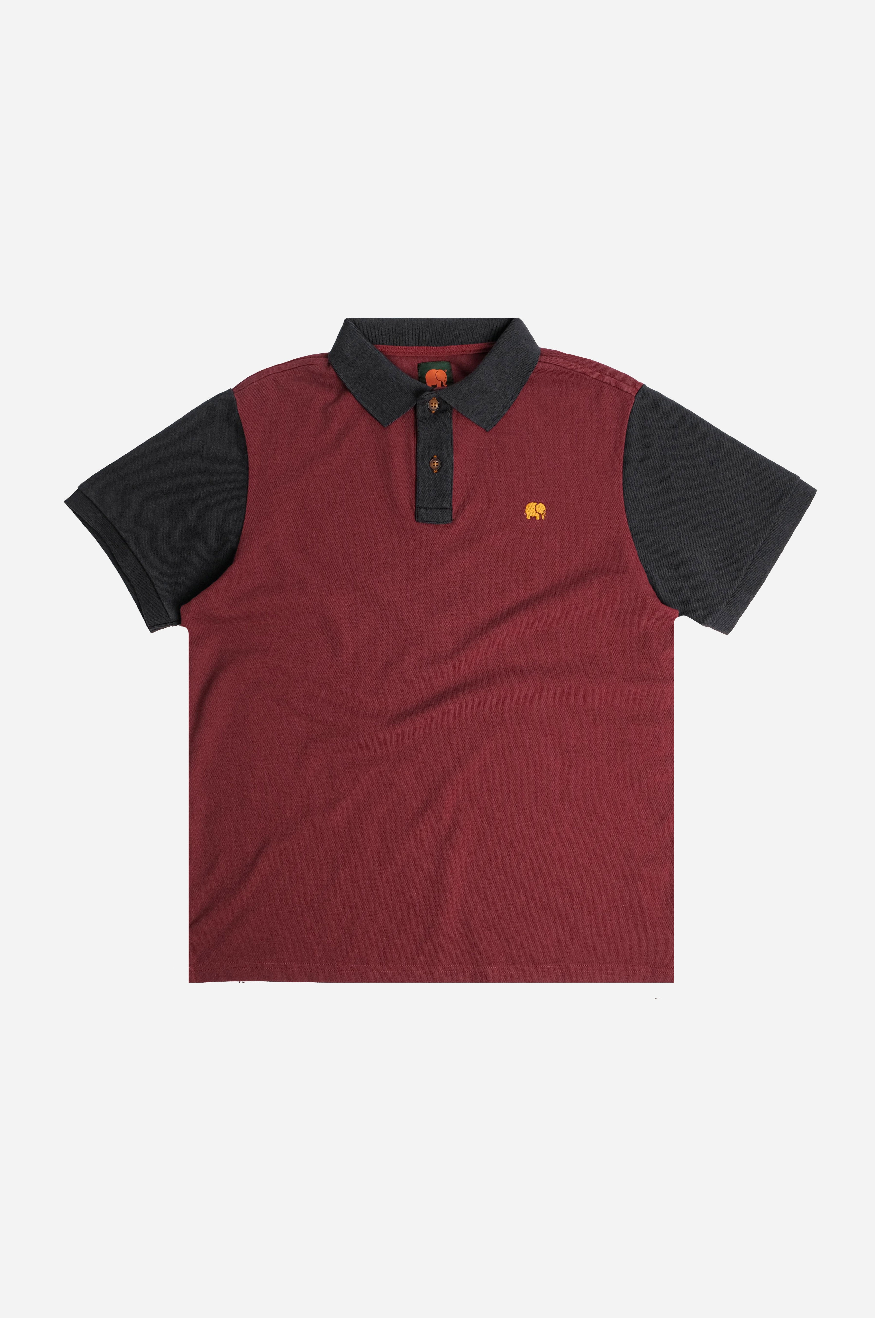 Image of Trendsplant mannen vegan Poloshirt Color Block Bordeaux