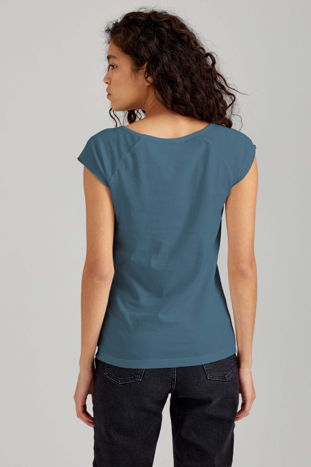 ThokkThokk womens vegan T-Shirt Tt01 Cap Sleeve Sea Blue