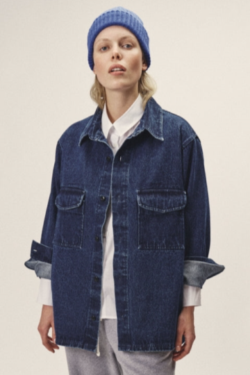 Image of WOTE dames vegan Denim Overshirt Indigo