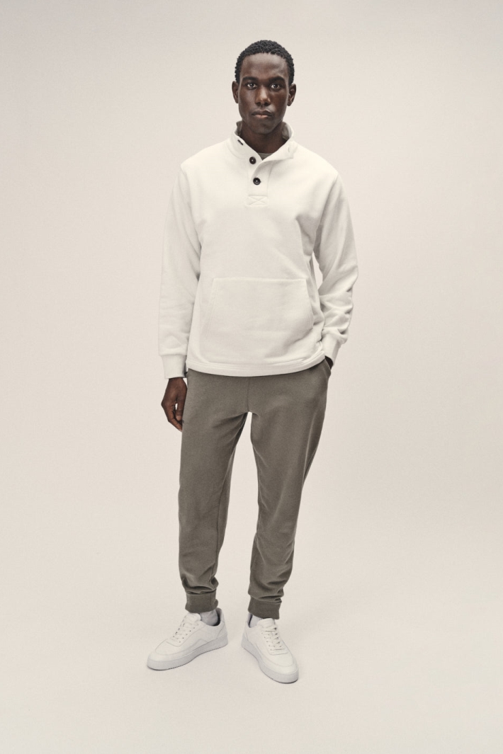 Image of WOTE mannen vegan Sweatshirt Opstaande Kraag Gebroken Wit
