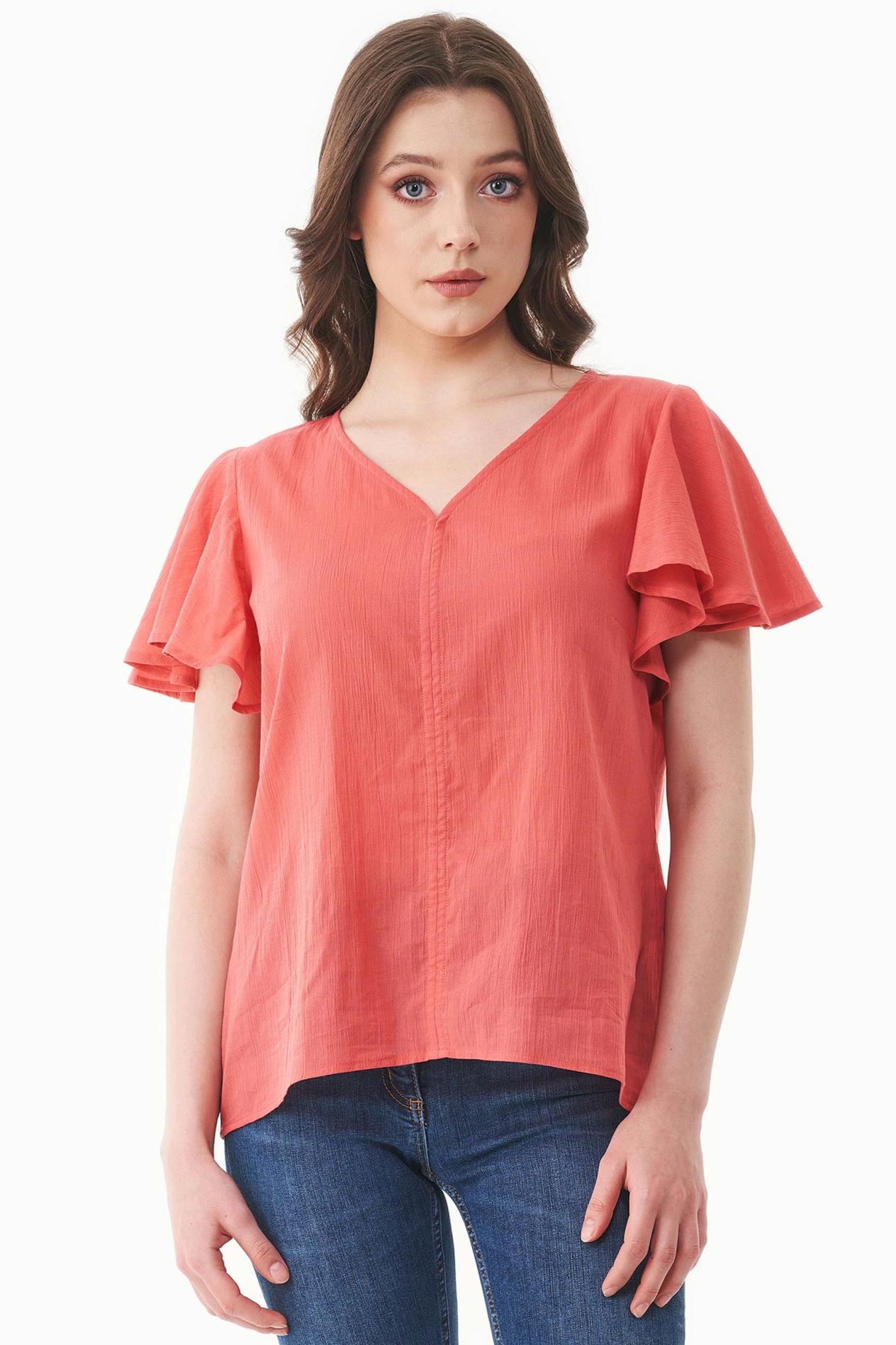 ORGANICATION Damen vegan Voile Bluse Leuchtend Rot