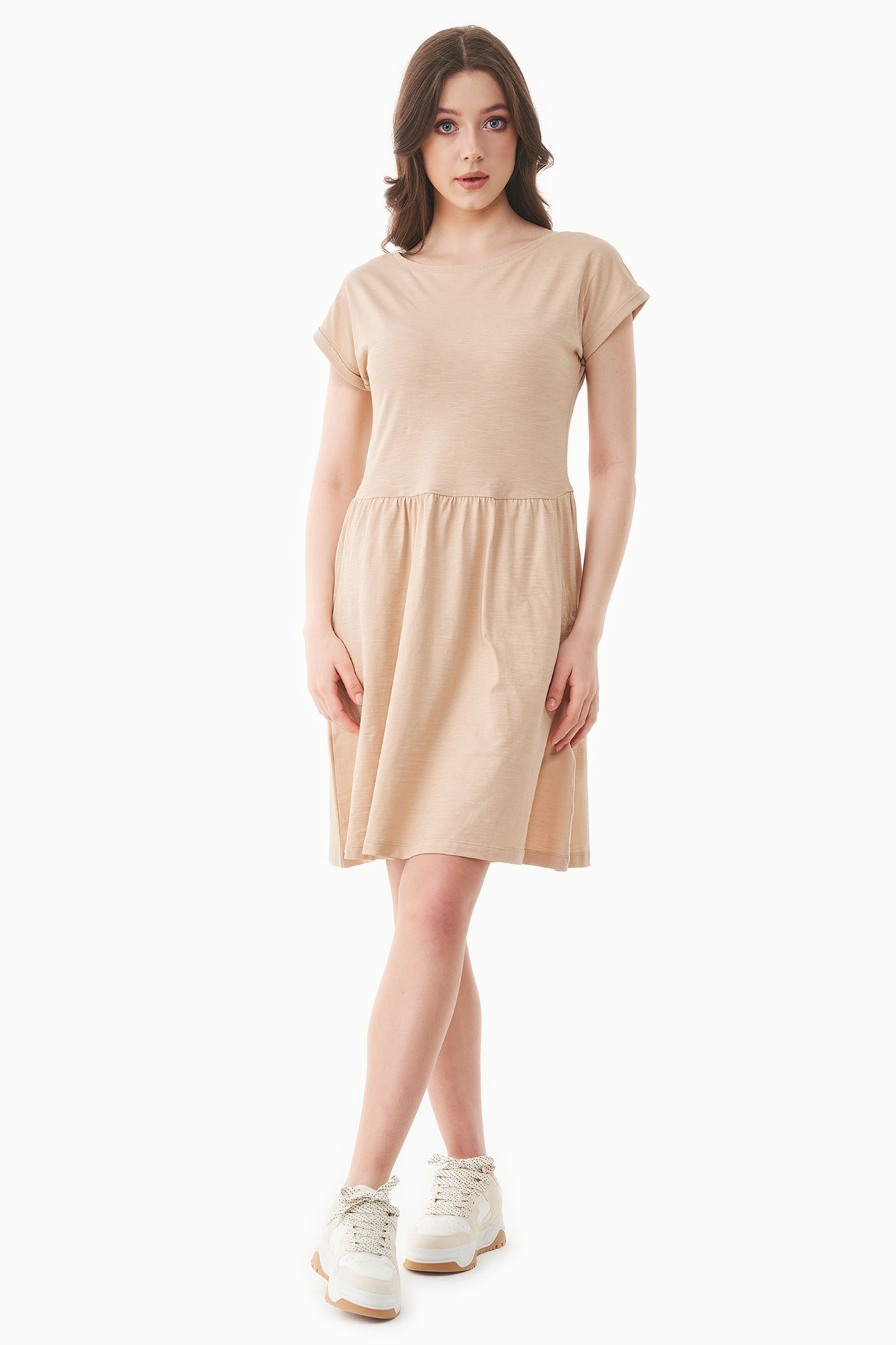 ORGANICATION womens vegan Slub Jersey Dress Soft Beige