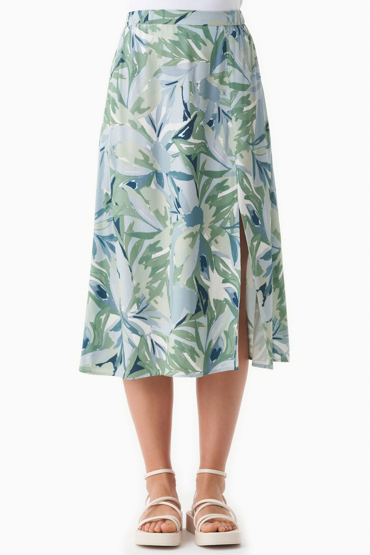Image of ORGANICATION dames vegan Rok Met Bladpatroon Abstract Blad
