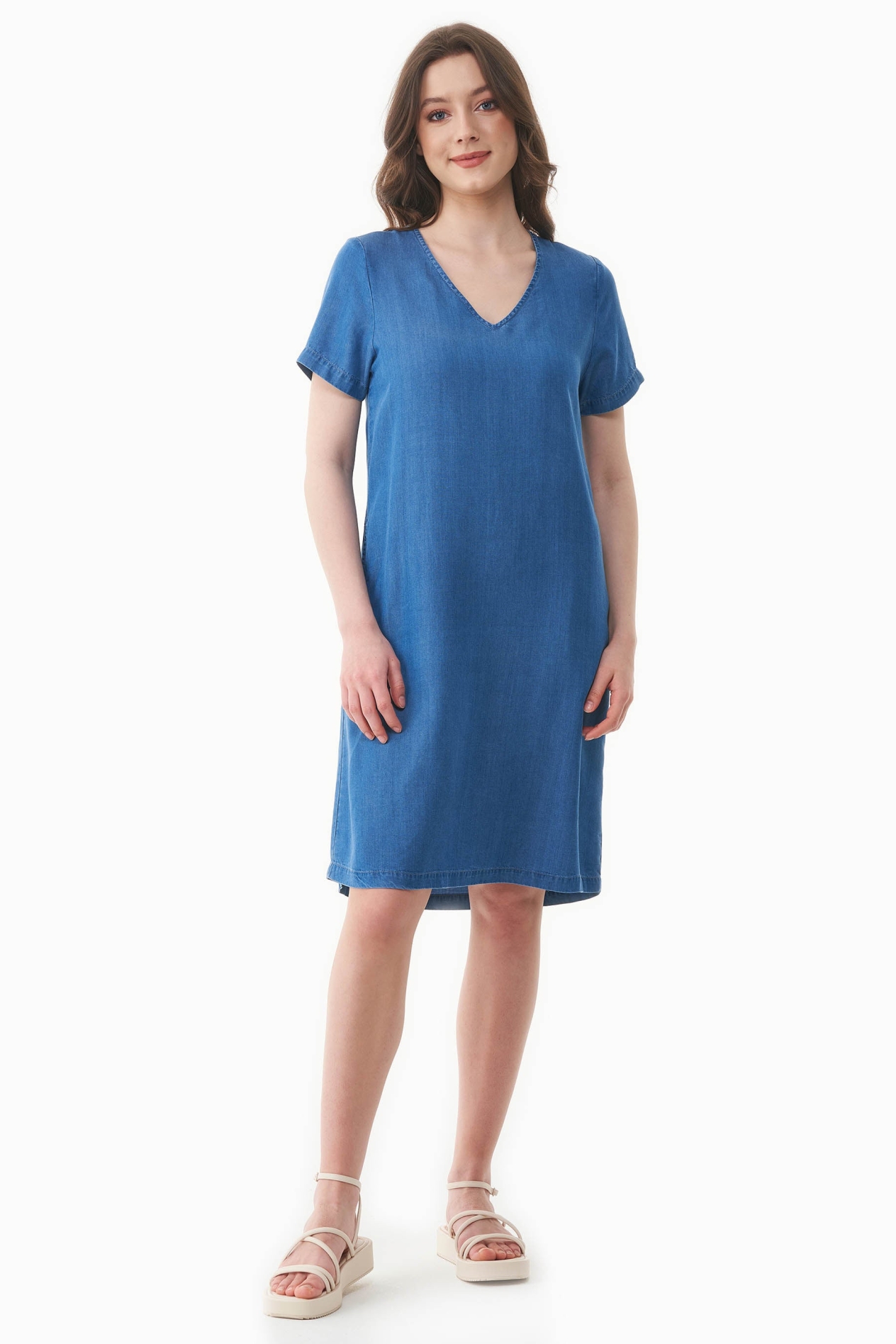 ORGANICATION Damen vegan Kleid Denim Look Hellblau