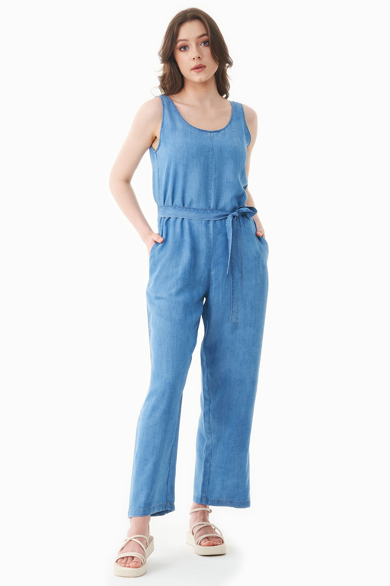 ORGANICATION Damen vegan Jumpsuit Denim Look Hellblau