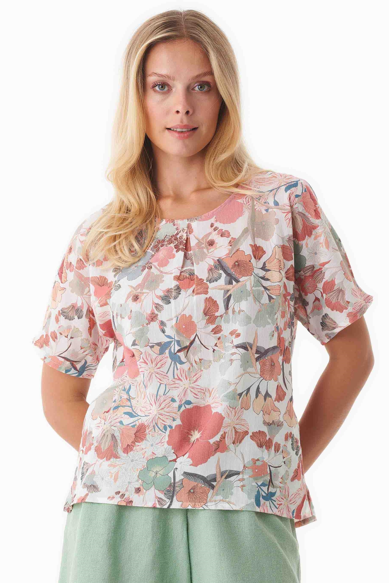 ORGANICATION Damen vegan Voile Bluse Mit Floralem Muster