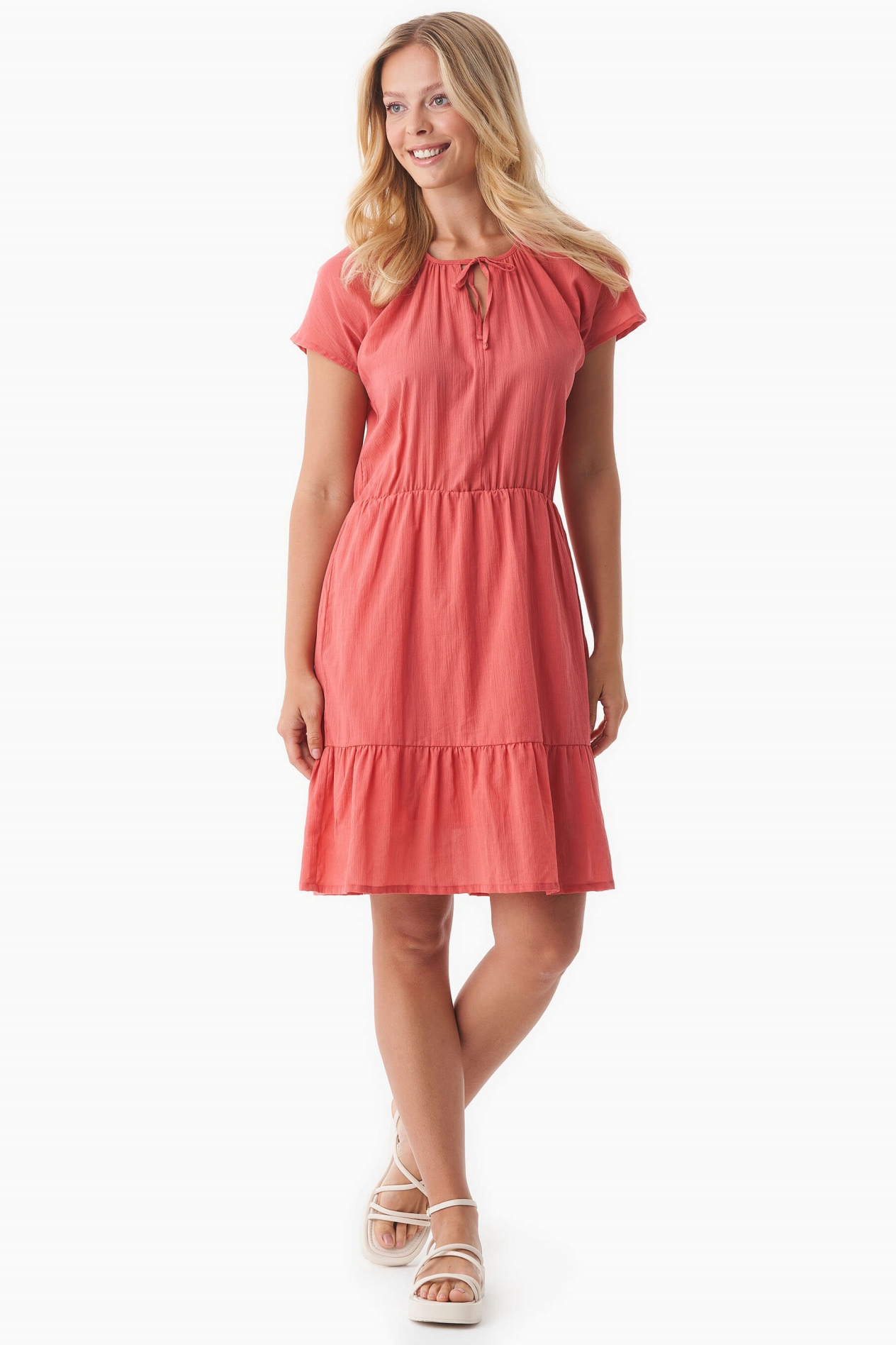 ORGANICATION Damen vegan Voile Kleid Leuchtend Rot