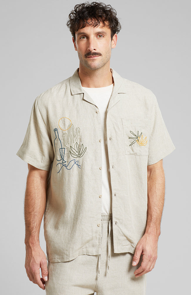 Image of DEDICATED mannen vegan Overhemd Marstrand Linnen Ecru